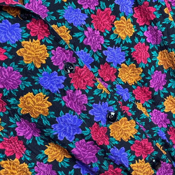 Vintage Silk Dress Floral Plus Size 22P 22 Petite Long Sleeves Liz Claiborne - Picture 8 of 12